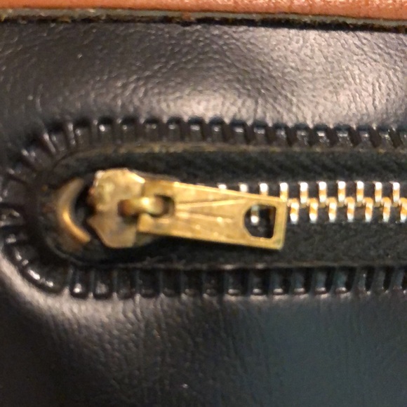 Vintage 70s Genuine 100% Leather Honey-Brown Dual-Rope Handle Round Bag GROOVY - Picture 12 of 16